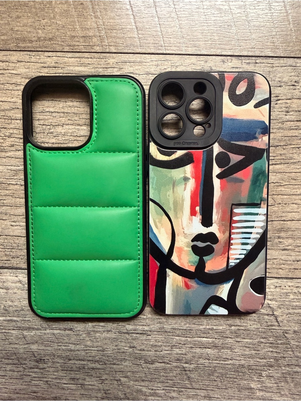 Apple Green Puffer Wallet Case & Abstract Multi-Color Art Case
